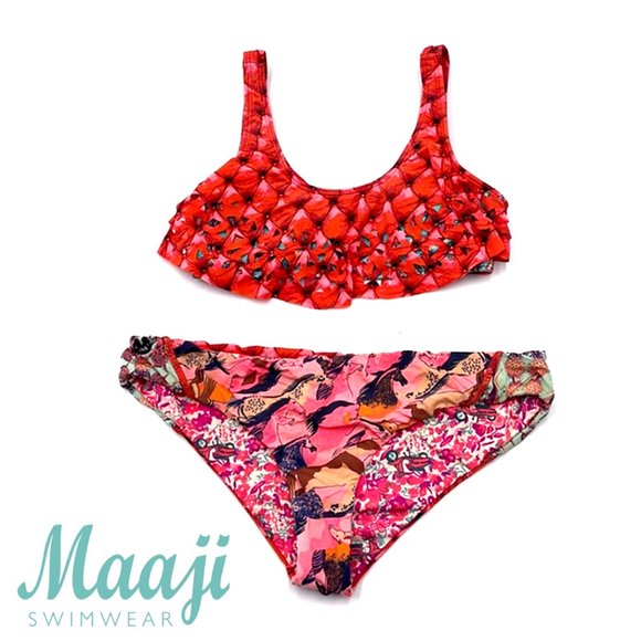 Maaji Swim Maaji Swimwear 2 Pc Horse Pineapple Floral Bikini Sm Top Med Bottom Euc Poshmark